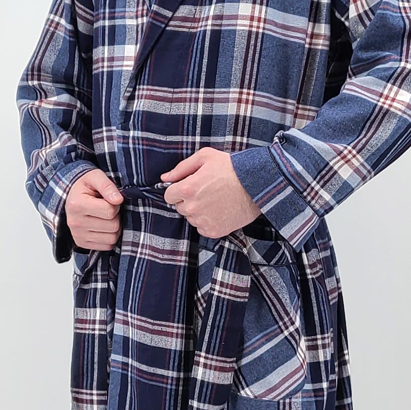 Image of Andrew Scott Mens 2 Pack Long Sleep -Sauna Robe / 100% Cotton Flannel Brush Warm Bathrobe