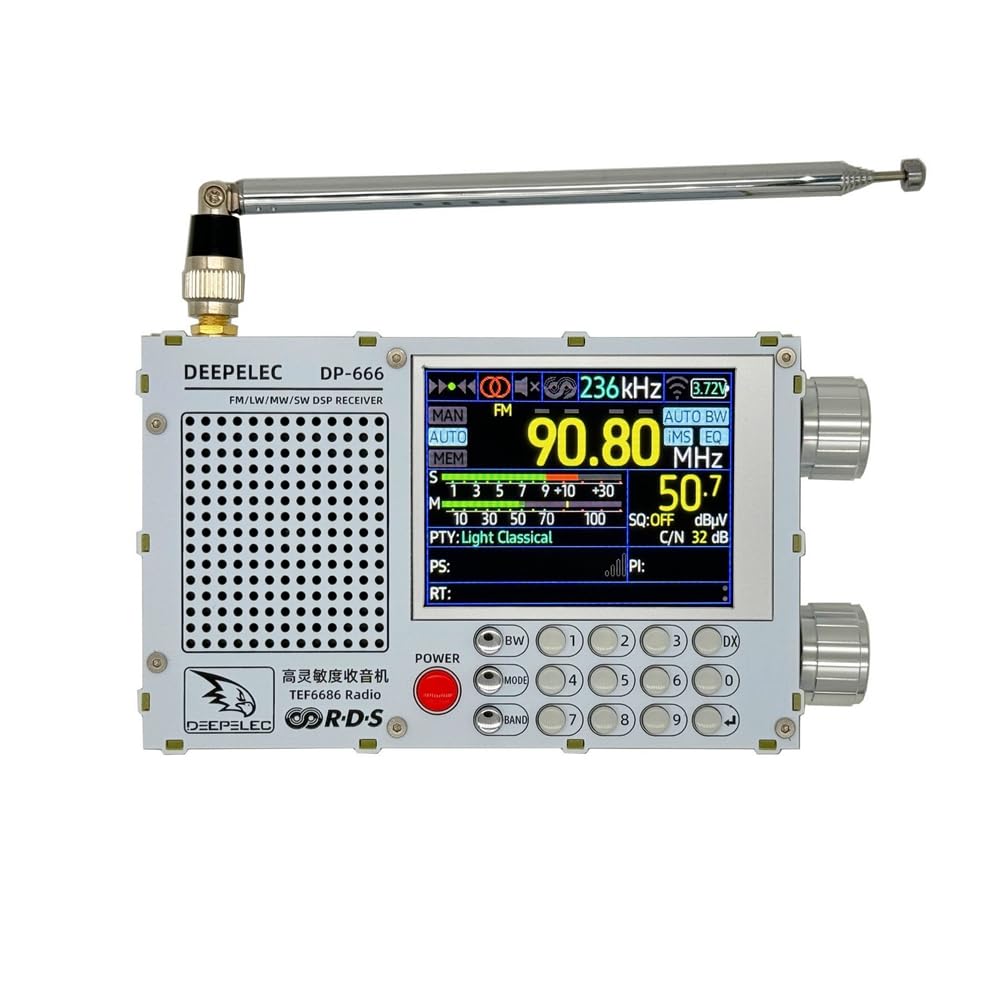 DP-666 TEF6686 Radio 5000mAh Haute Sensibilité Pleine Bande FM AM FM Récepteur Radio à Ondes Courtes avec Antenne Blanc