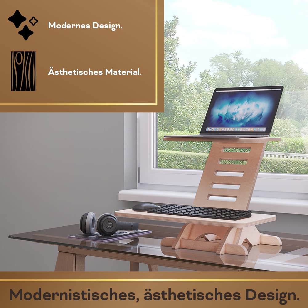 Stehschreibtisch Aufsatz | Stehpult Holz| Standing Desk | Ständer | Schreibtischaufsatz Holz | Stehpulte | Standsome Stehschreibtisch | Steh Schreibtisch | Made in EU