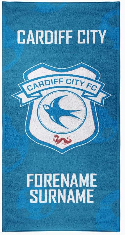 Cardiff City Personalised Towel - Crest Design - Medium