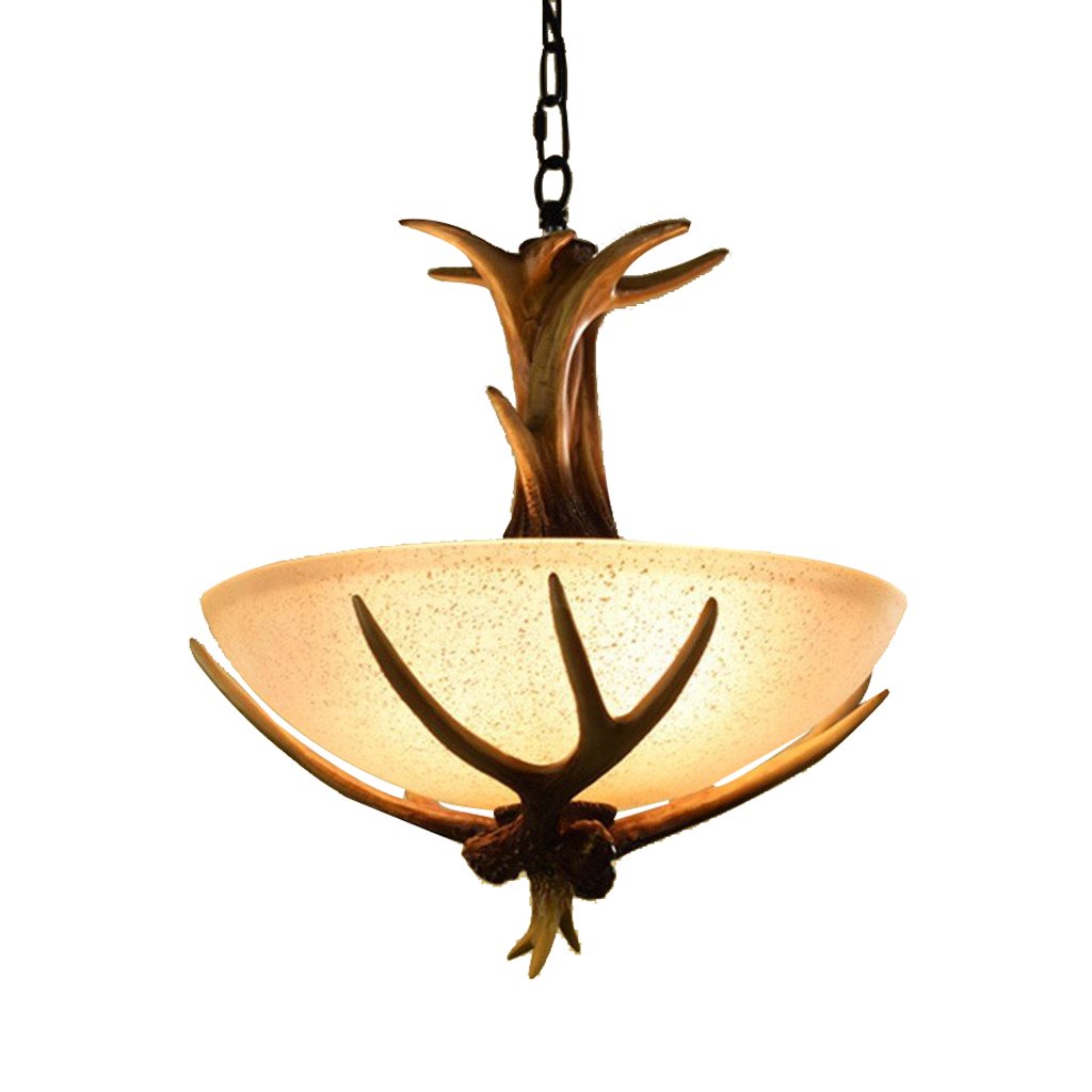 KXEcoLife American country vintage chandelier antler bedroom dining creative personality Mediterranean minimalist single-head