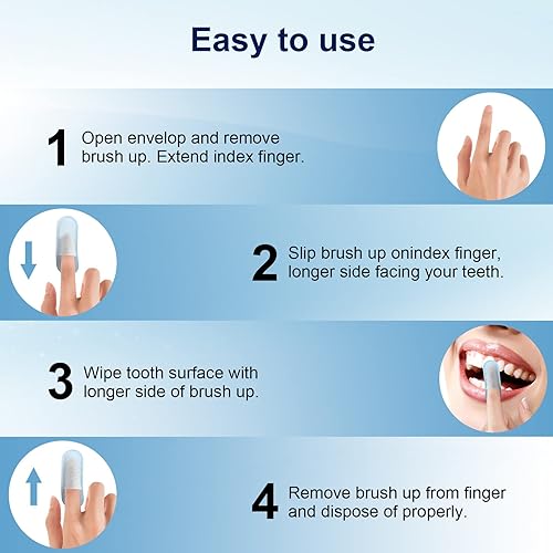 Vista 14 de MySmile Toallitas de dientes, 100 unidades, cepillo de dedo, toallitas de limpieza profunda, cepillo oral para limpieza de dientes, sabor a menta