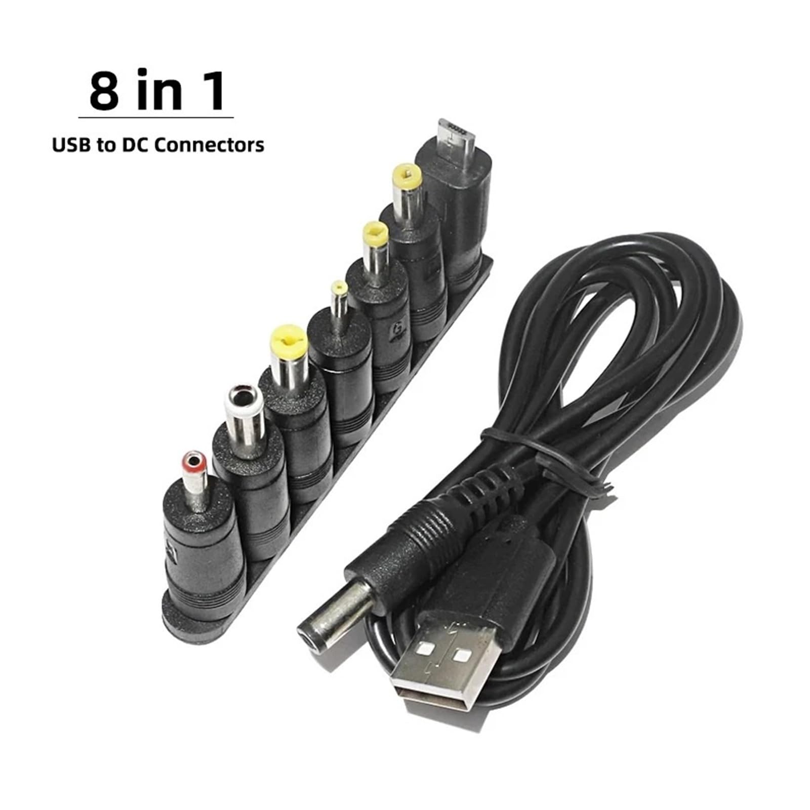 Adattatore da USB a CC 8 in 1, 5,5 x 2,1 mm a micro USB da 2,5/4,0/3,5/1,35 mm
