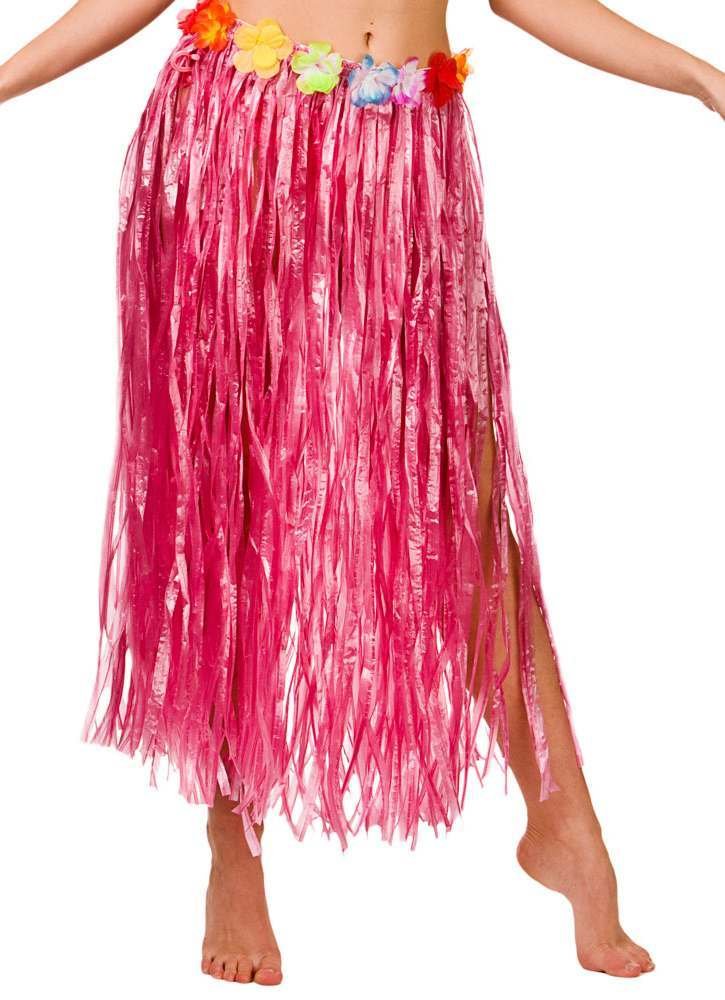 Wicked Costumes Adult Pink Hawaiian Hula Skirt - Long (80cm) - Plus Size