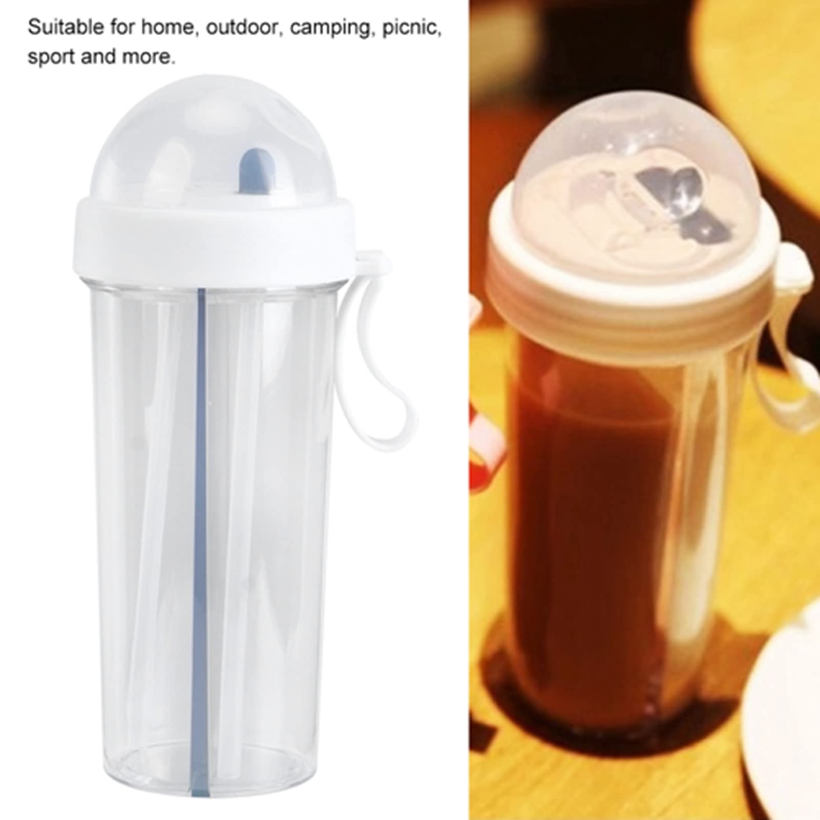 Water Cup 600Ml Water Bottle Water Cup Water Glass Creativity Straw for Hydration Bottle Drinking Cup Watering Cup with Waterer Cup Stemmed Water Glasses (White)