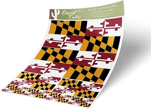 Calcomanías de la bandera del estado de Maryland, paquete de 8 unidades en total con logotipo de niños, álbum de recortes, MD para automóvil,