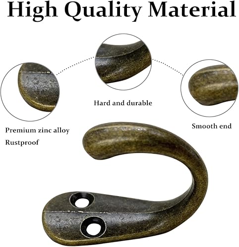 Miniatura 10 de Gutapo Ganchos para tazas de café, 20 ganchos negros para puerta, pared, armario, colgadores de gancho único para bata con 46 tornillos