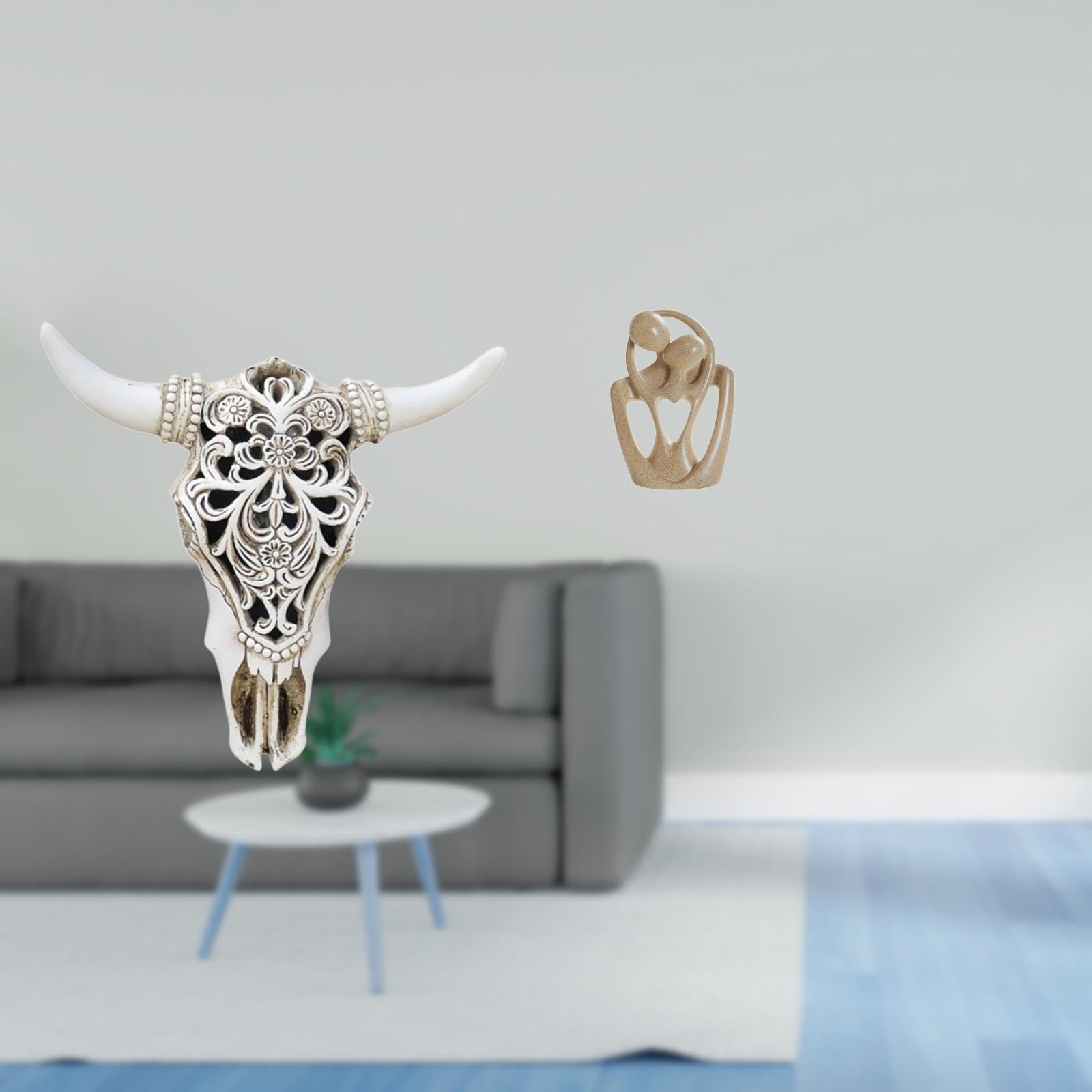 Enakshi® Tribal Bull Head Wall Hanging Art and Abstract Couple Resin Sculpture Creative Decor for Office Farmhouse Bedroom and Cafe Bookcase|Home & Garden | Home Decor | Figurines-image-10