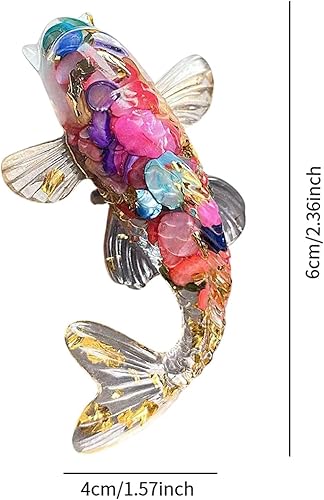 Miniatura 4 de Fenteer Estatua de cristal Koi Fish de 2.3 pulgadas, diseño de pez dorado de la suerte, decoración de escritorio para decoración de lavandería