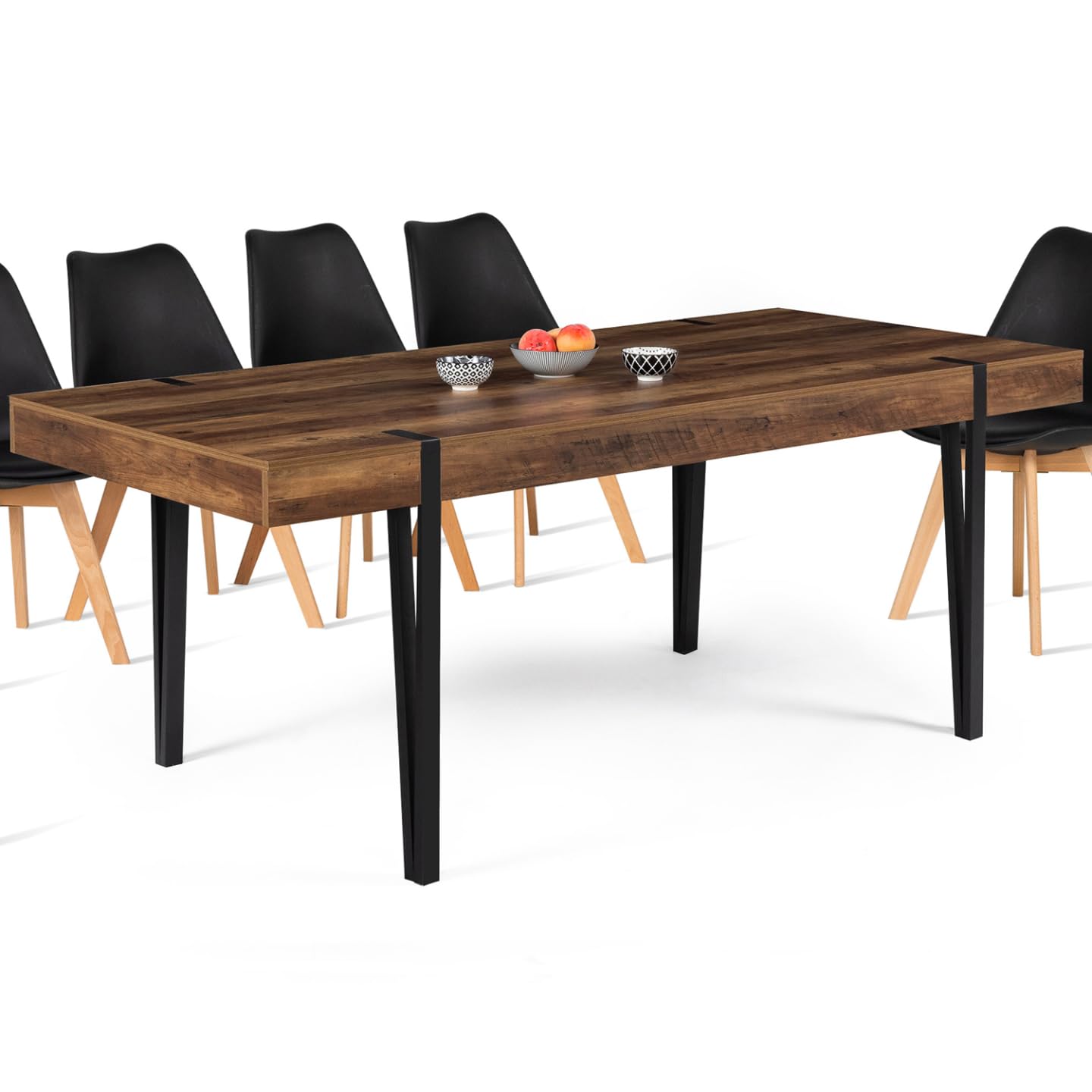 IDMarket – Mesa de comedor rectangular Austria para 10 personas, madera, pie de alfiler, 200 cm