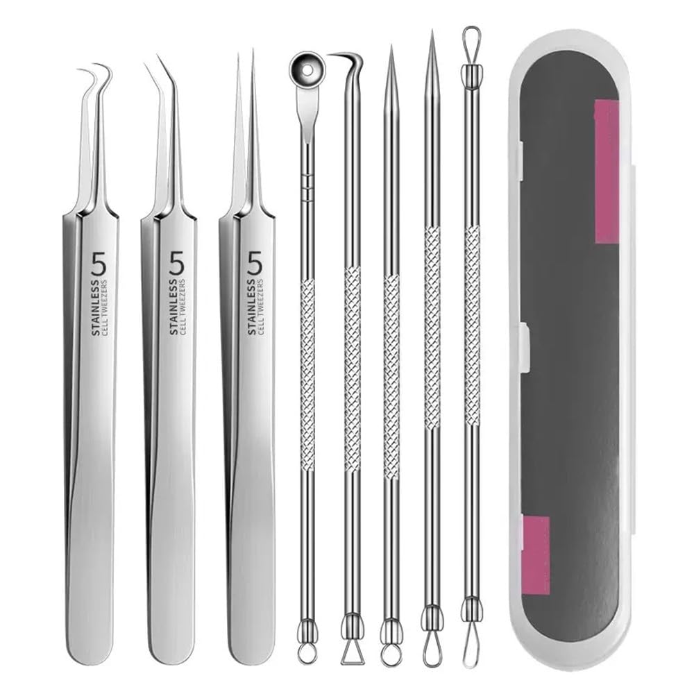 Amazon.co.jp: 角栓取り 8本セット ニキビ取り 毛抜き ニキビ針 抗菌