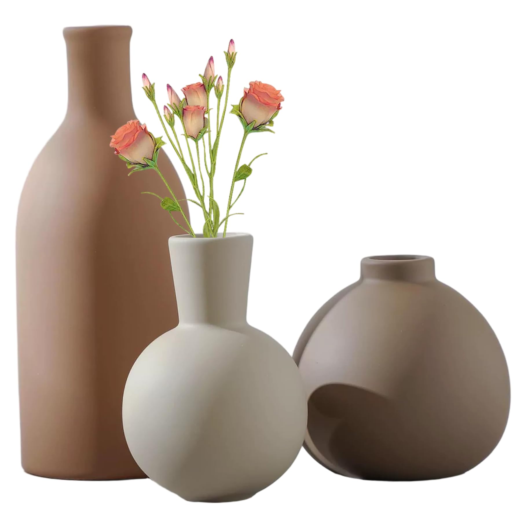 Set di 3 vasi in ceramica, stile rustico, decorazione da fattoria, per fiori, soggiorno, cucina, camera da letto, bagno