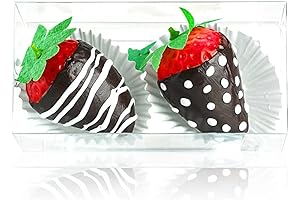 RomanticBaking 50-Pack Clear Plastic Boxes for Strawberries & Macarons