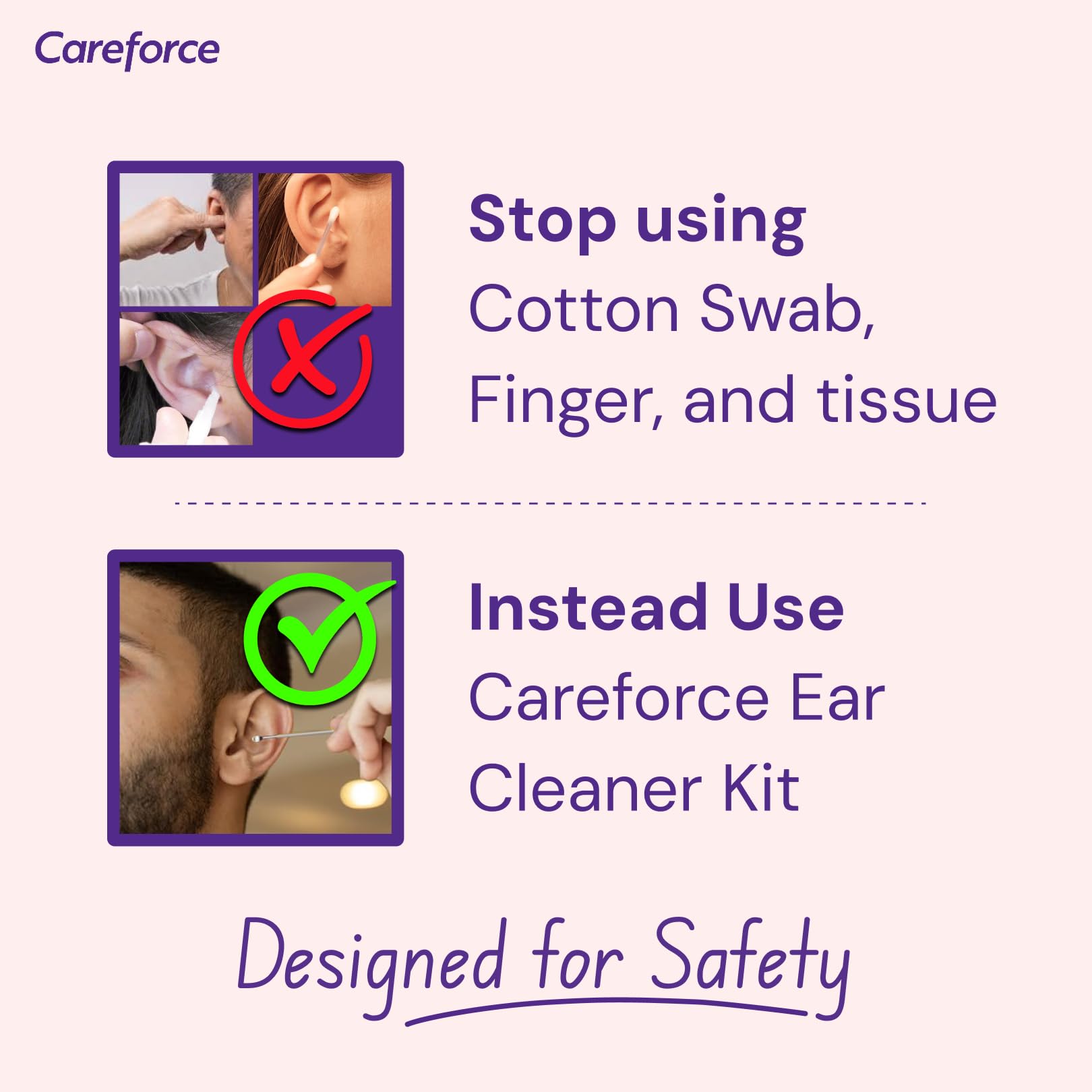 Careforce Ear Wax Cleaner - Resuable Ear Cleaner Tool Set with Storage Pack - Ear Wax Remover Tool Kit with Ear Curette Cleaner and Spring Ear Buds Cleaner 6 Pcs Set Silver 2