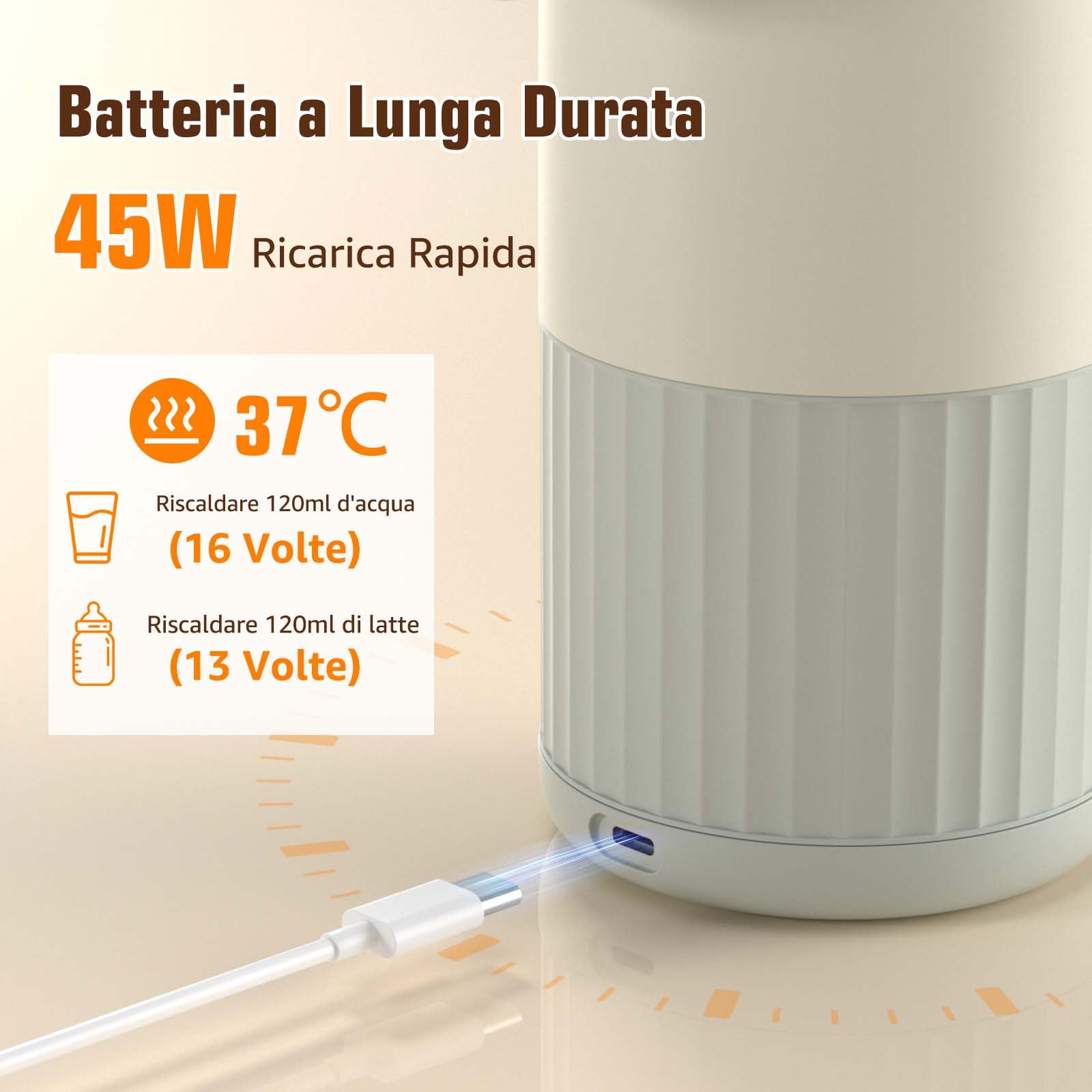 UKEXE Scaldabiberon Portatile per Latte Materno, Formula o Acqua - Capacità 385 ml - 100W Riscaldamento Rapido e Controllo Preciso della Temperatura - Scaldalatte per Neonati Ideale per Viaggi