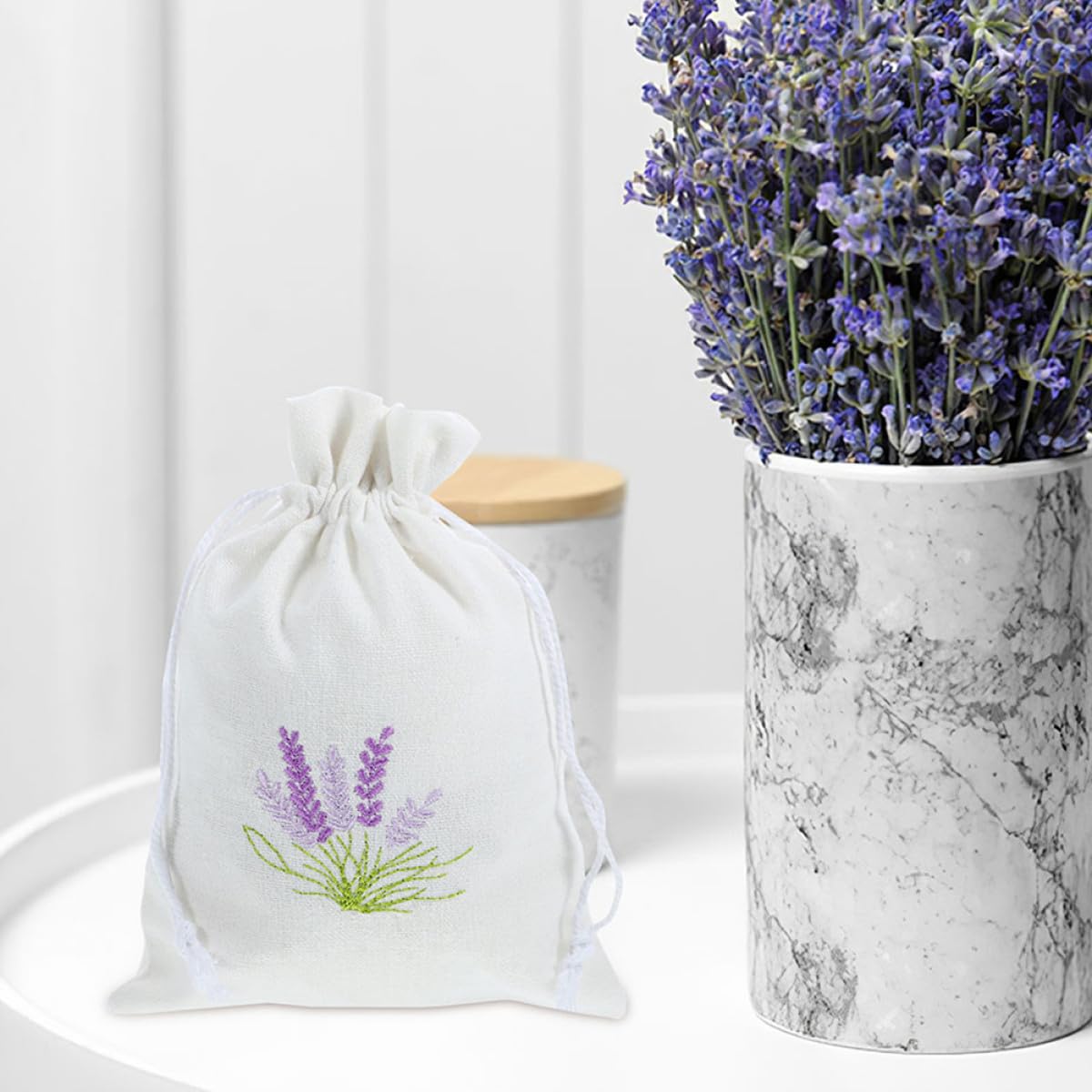 Gatuida Bolsitas Vacías de Algodón para Lavanda 10X14 CM Color Crema Cordón Cierre Aromáticas para Regalos Bodas y Hogar Pack 20 Unidades