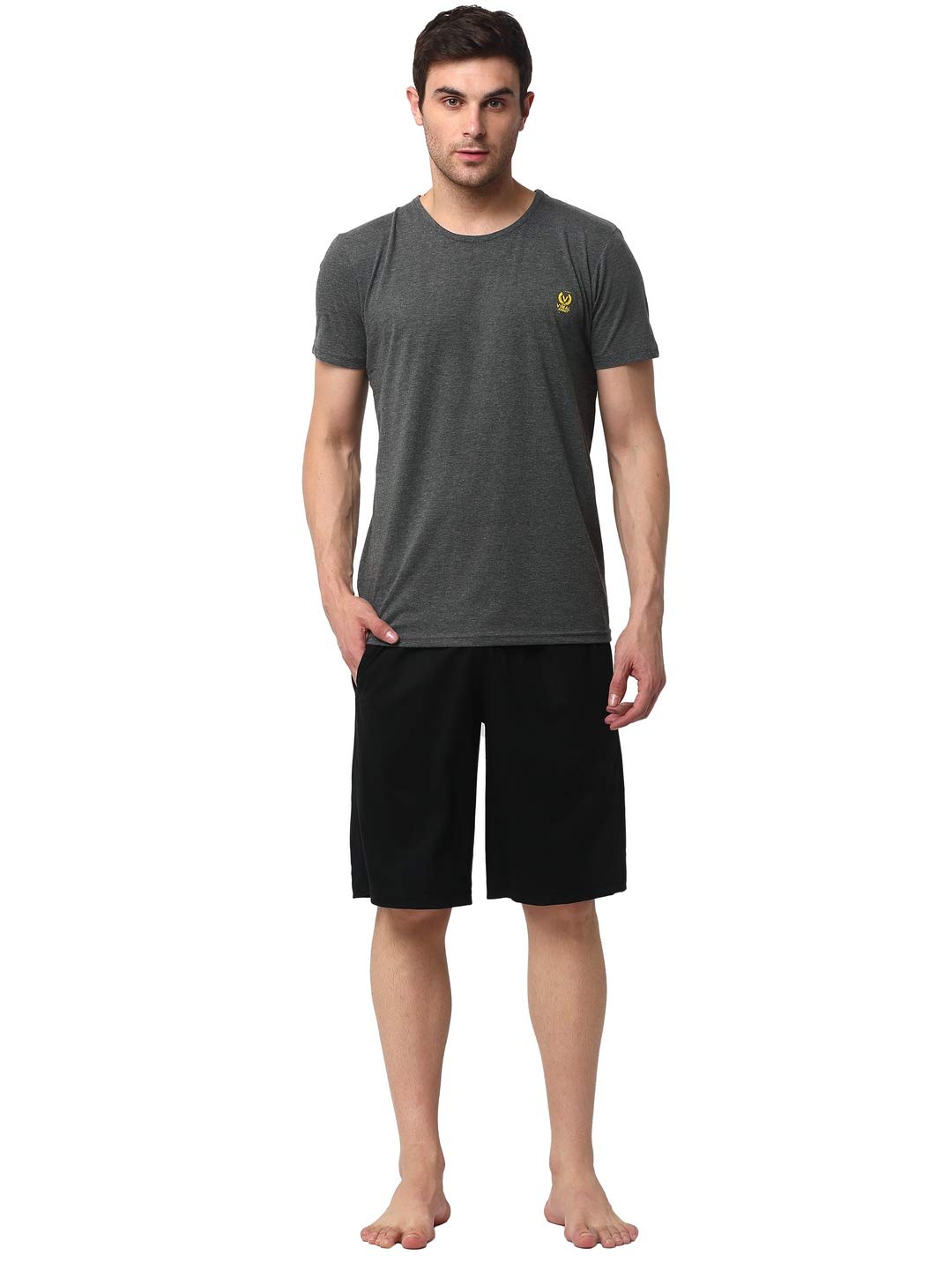 mack jonney Cotton Blend Relaxed Night Suit Co-Ord Set for Men with Round Neck Half Sleeve T-Shirt and Short-Vj-Mns-Ts-Group12-picture-21