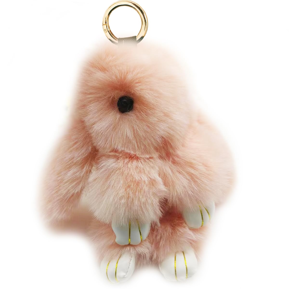 Bunny Keychain Soft Fluffy Rabbit Keychain 7in Handmade Cute Colorful Rabbit Fur Pom Pom Key Rings for Women