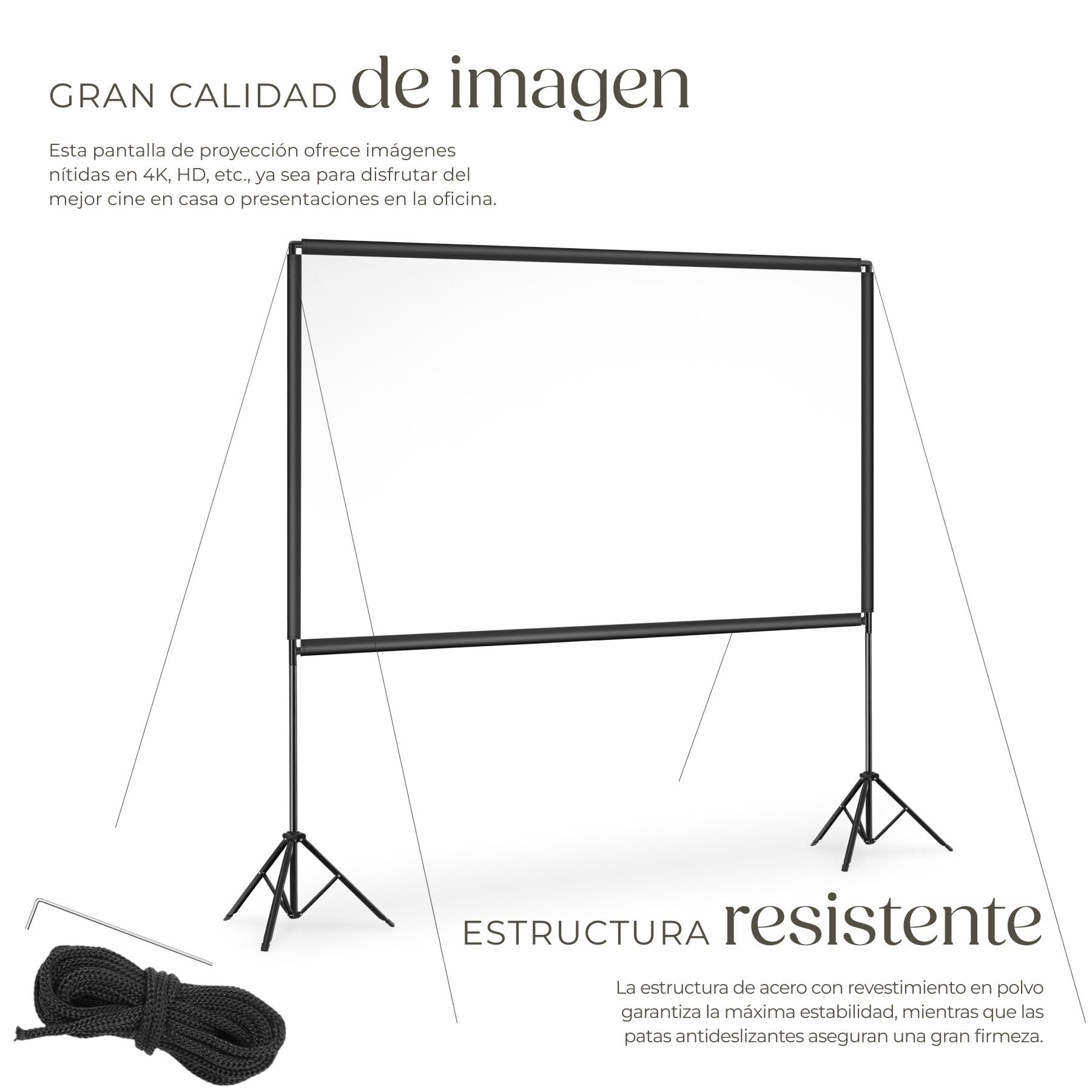tectake® Pantalla Proyector 101 Pulgadas 16:9 Portátil, Pantalla para Proyector HD, Tela para Proyector Resistente, Plegable, Bolsa de Transporte - 310 x 220 cm