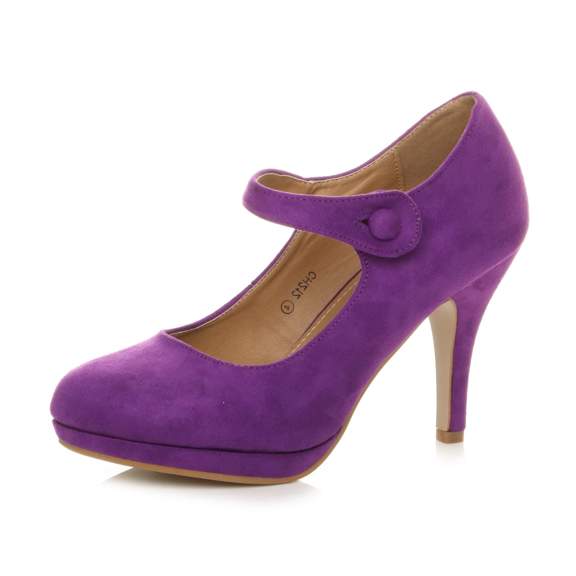 Womens Ladies mid high Heel Mary Jane Evening Work Platform Bridal Party Prom Court Shoes Size.