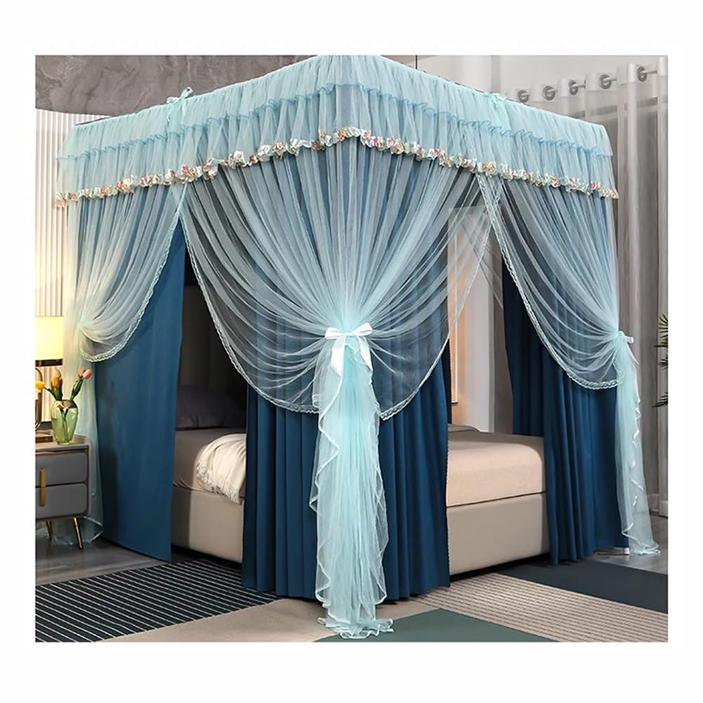 Doseles para Cama Mosquitera con Dosel para Cama Doble Azul, Juego para Cama Doble Queen King, decoración de Dormitorio para Primavera, Verano, Otoño e Invierno (Size : 150X200X195CM)