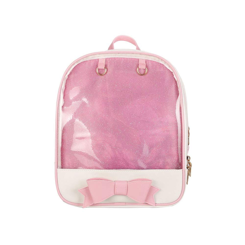 Ita Bag rugzak meisjes schattig snoep lederen handtas schooltas zomer strandtas portefeuille met strik venster transparant voor doe-het-zelf decoratie roze 1, Roze, 1