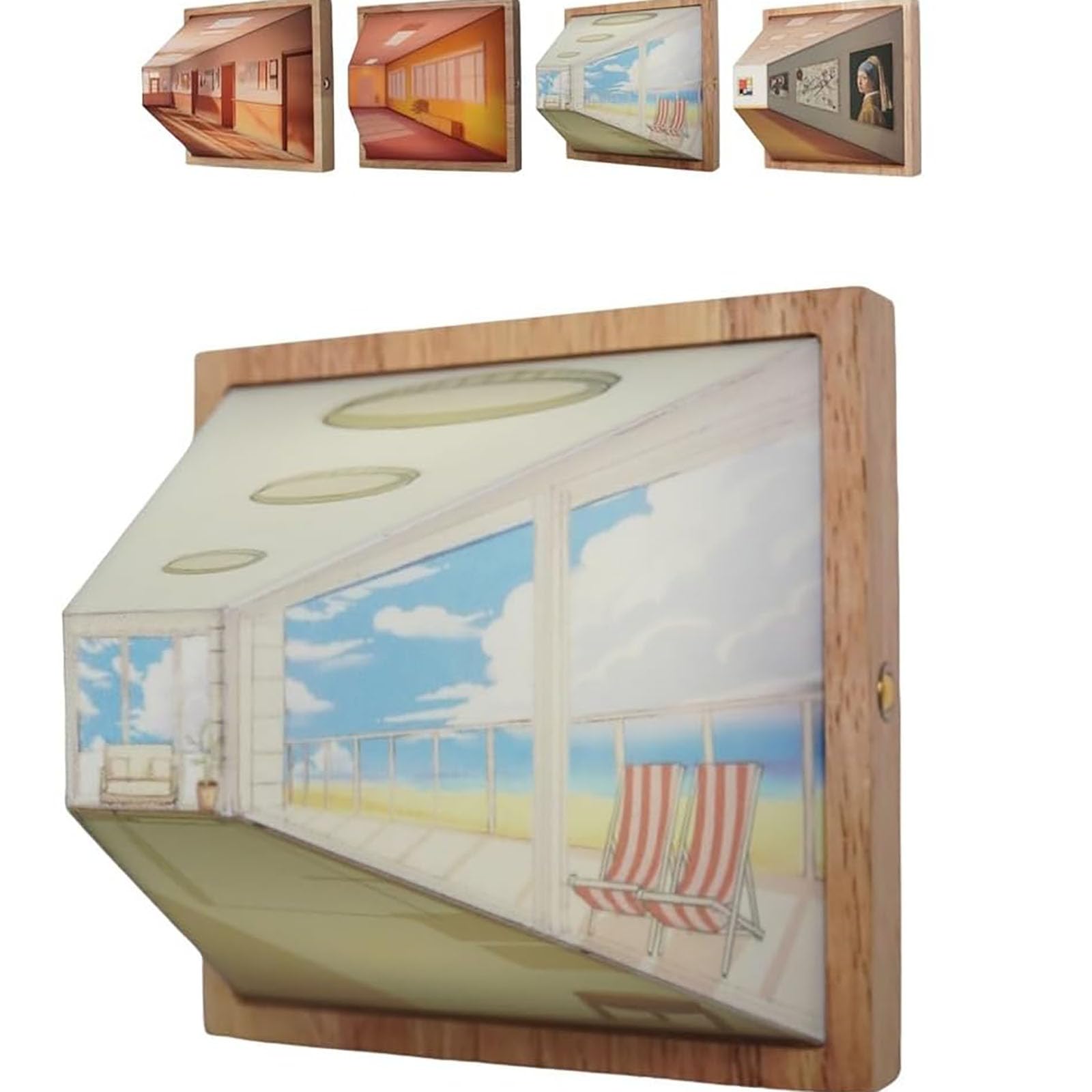 3D Naked Eye Visual Night Light, Three Dimensional Visual Effect LED Lights, Three Color Light Effect Adjustment, 3D Glasses Gallery Optical Illusion Wall Lamp & Night Light (Plug-in,C)