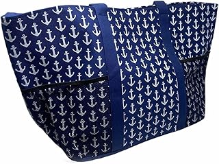 Vetrineinrete® Borsa da mare a spalla sacca con chiusura automatica 4 tasche vari colori 40x48 cm 731280 (Blu) H33