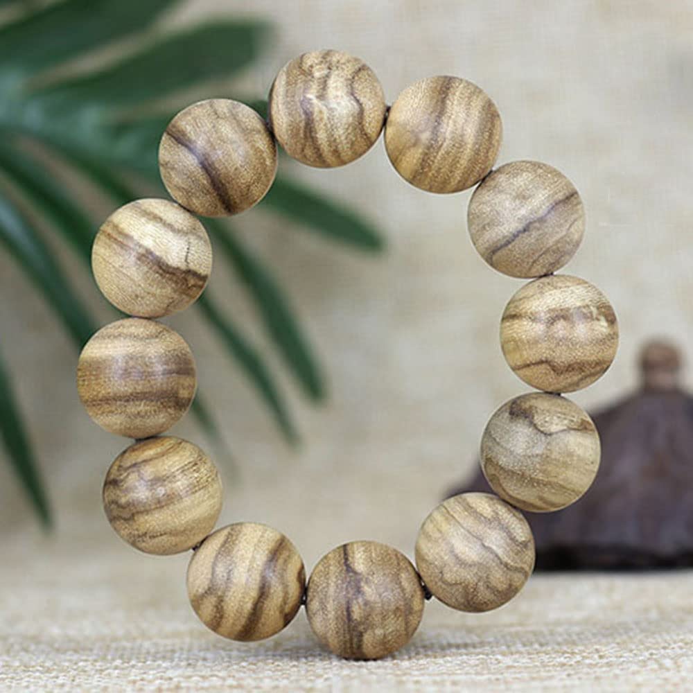 Bracciale con perline di preghiera, perline di meditazione, braccialetto in legno di agar Papua da 20 mm, incenso al latte, perline di Buddha in legno di agar naturale, braccialetto a cerchio singo