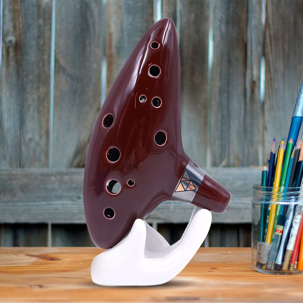Alnicov Ocarina Alto Do 12 trous avec guide de démarrage et sac de protection Marron