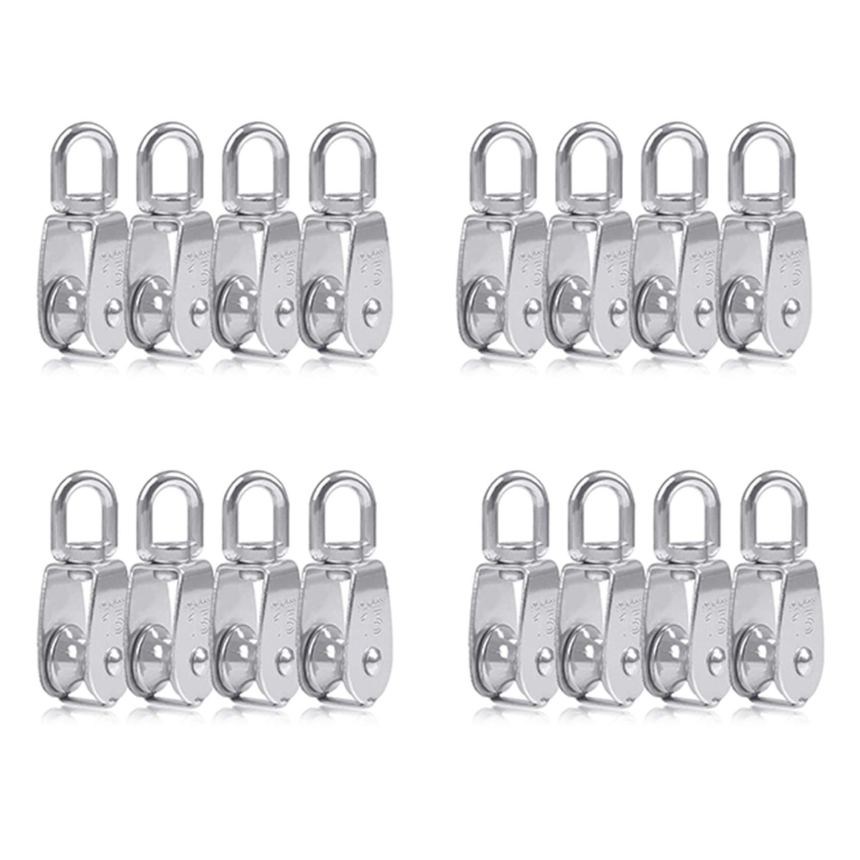 Jnchdghwa Silver 16Pcs Single Pulley Block M15 Stainless Steel Small Pulley Roller For Rope Cord In °Swivel Pulley