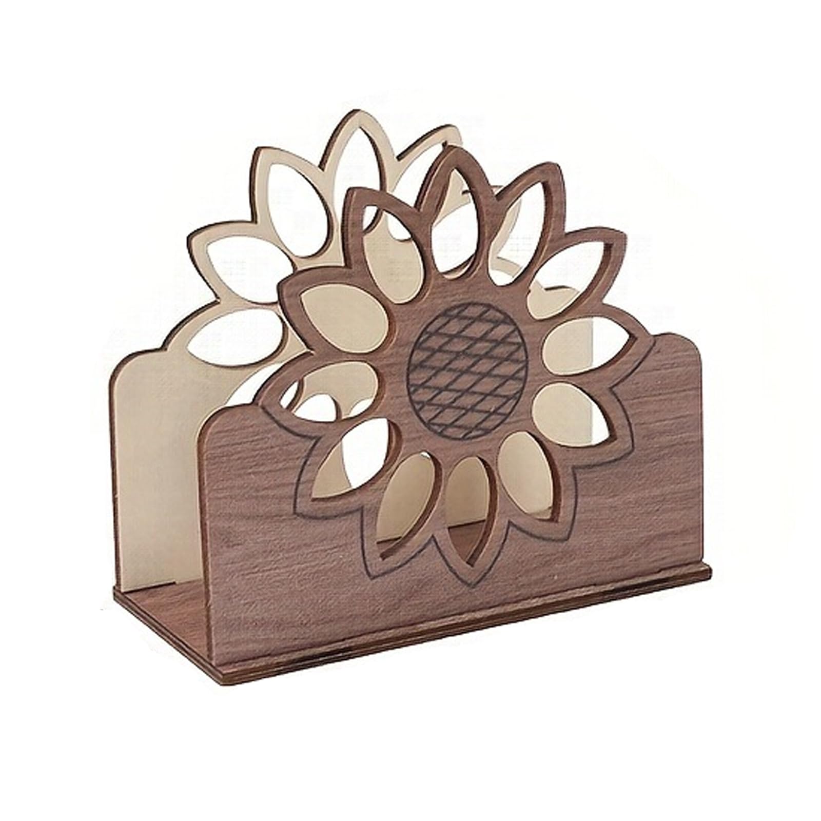 Jazuaiao Sunflowers Shaped Wooden Napkin Holder for Dining Table Decoration and Organization Paper Towel Storage Dispenser Wood Paper Napkin Holder