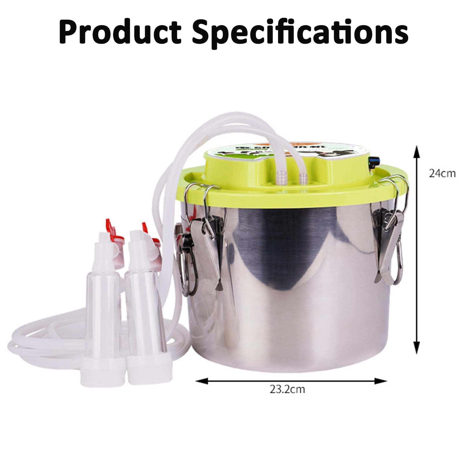 Mungitrice elettrica per capre e pecore, 12 l, ricaricabile, in acciaio inox, con aspirazione regolabile, con 2 tettarelle e spazzole, spegnimento automatico per bestiame