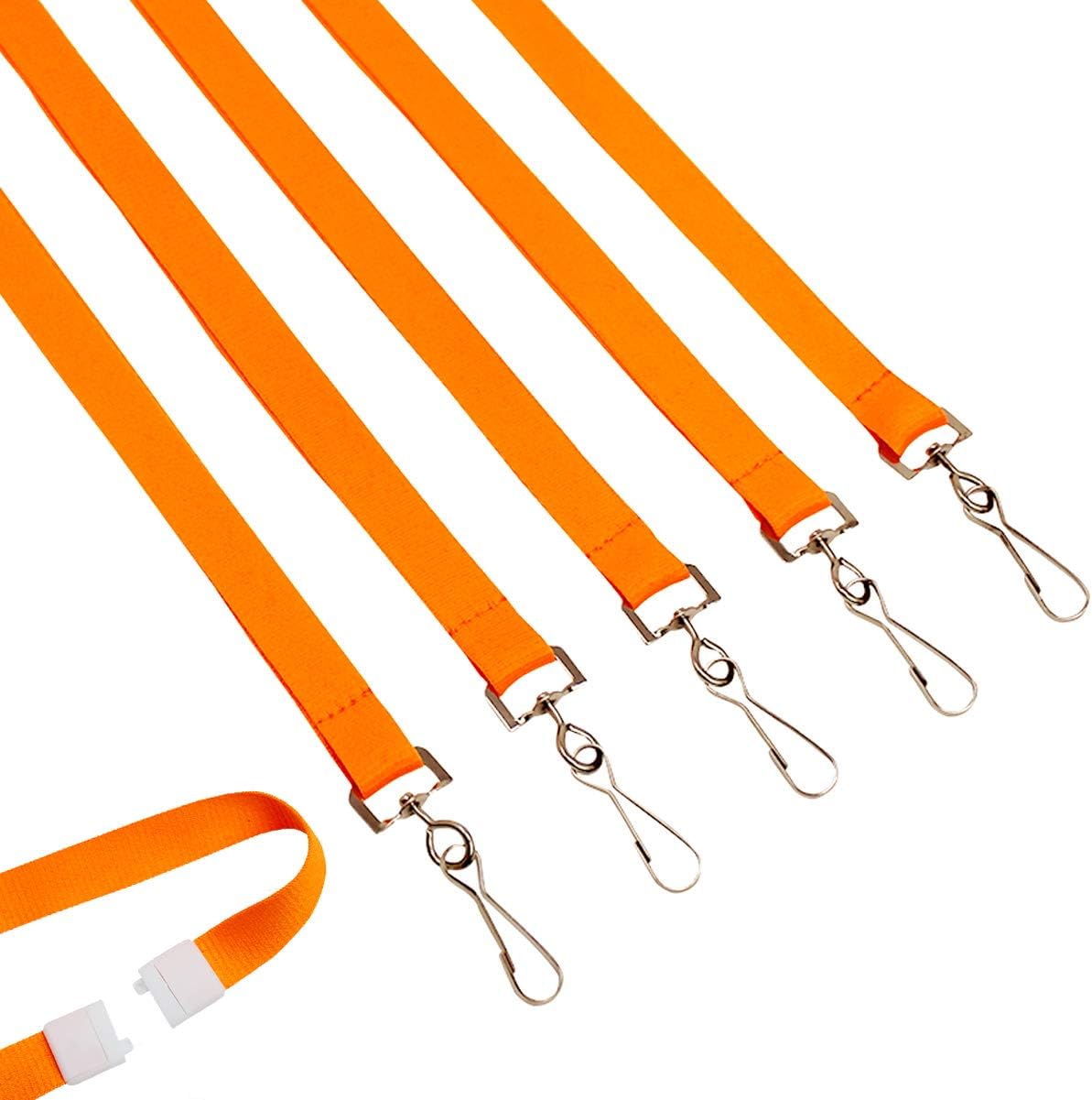 Specialist ID Bulk 100 Pack - Bright Wide Neon Orange Lanyards for Name Badges with Safety Breakaway Neck Clasp & ID Badge Holder J Clip - High Visibility Neon for Name Tag, Keys, Cruise, Student ID