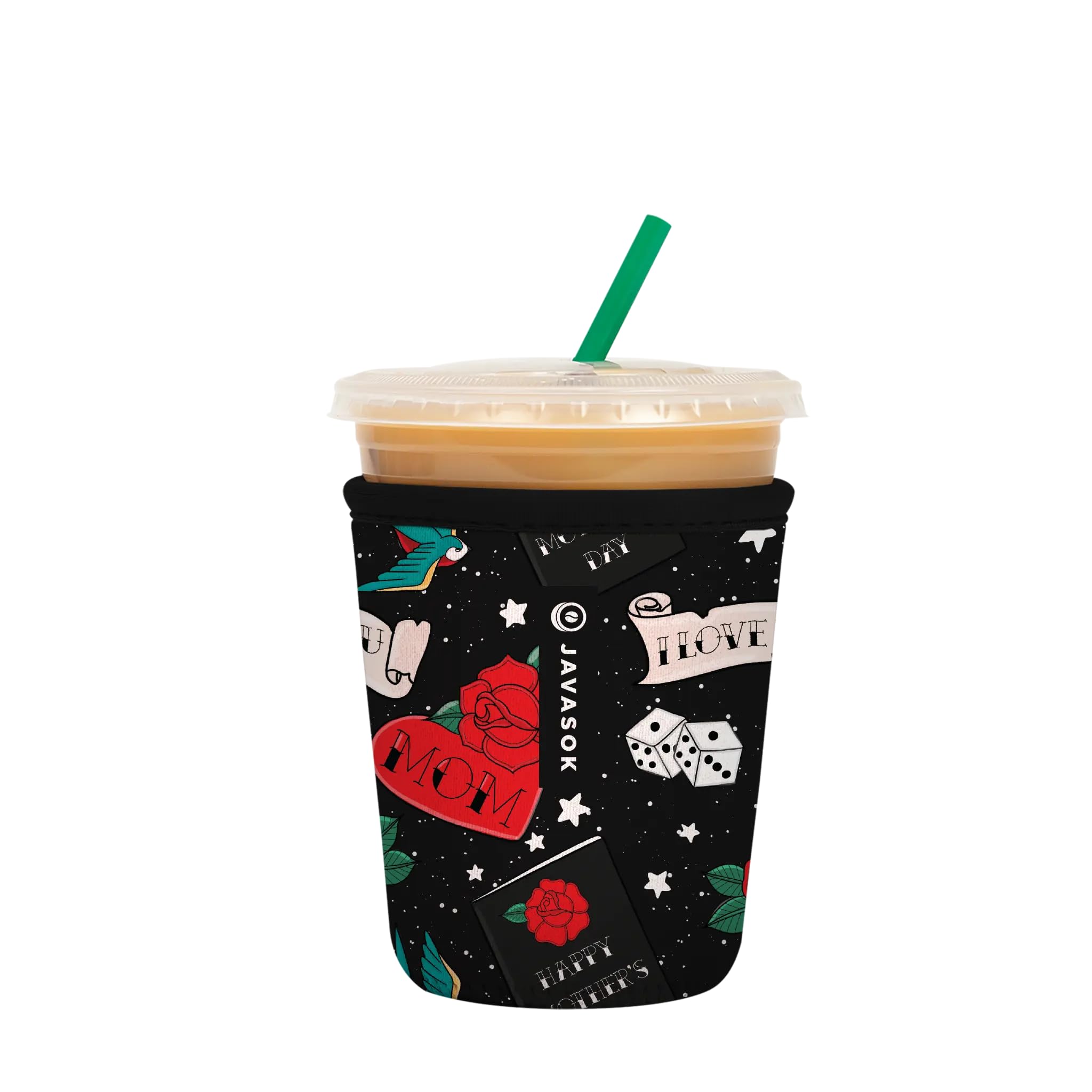 Sok It JavaSok Iced Coffee &amp; Cold Soda Insulated Neoprene Cup Sleeve (Heart &amp; Soul, Small: 16-20oz)
