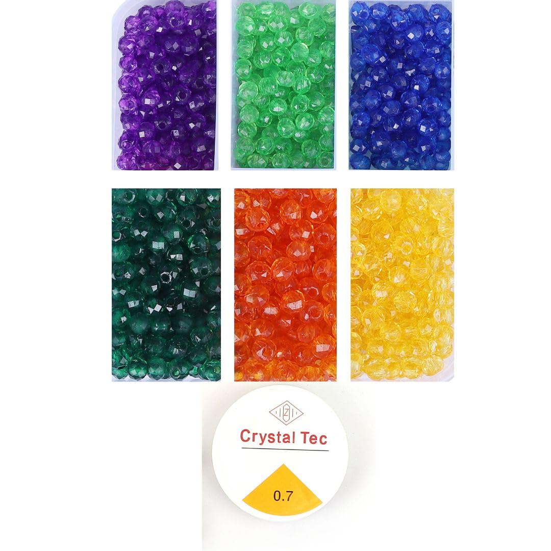 Ambitieux 6 Design of Colorful and Pearl 450+ pcs of Plastic Beads with Thread - Perfect for Crafting (Crystal 1) (B0CWXY5XBG) Amazon Price History, Amazon Price Tracker