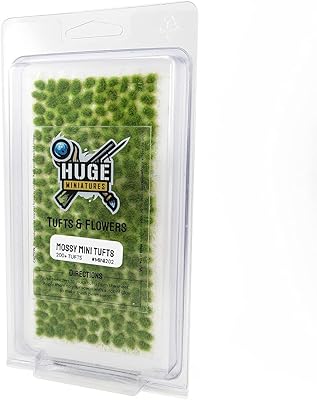 Huge Miniatures Mini Tufts, Mossy Static Grass for Historical Model Miniature Basing by Huge Minis Â– 200+ Self-Adhesive Grass Tufts