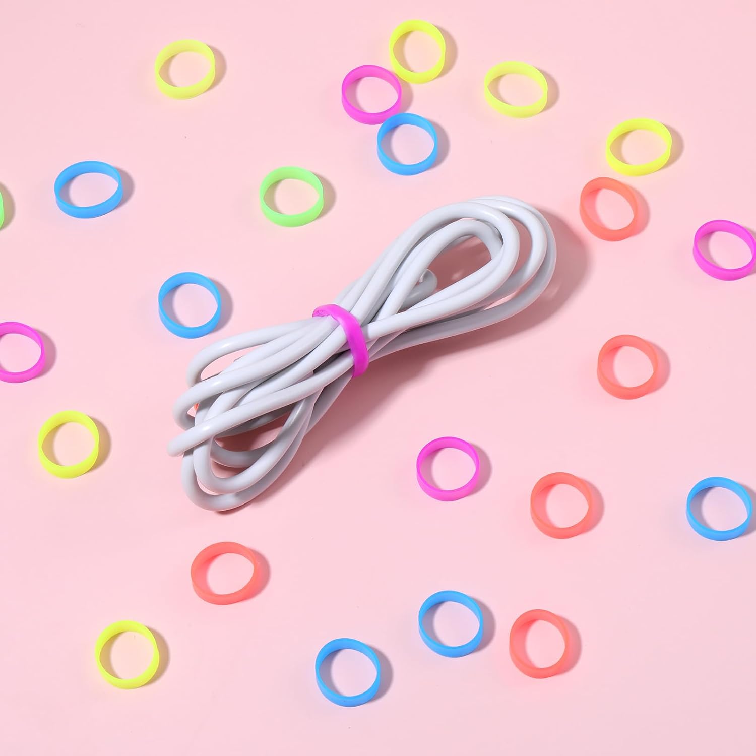 200 Pieces 0.5 Inch Small Elastic Silicone Rubber Bands Black Strong Rubberbands Heavy Round Siliconebands for Wire Cord Cable Wrapping, Bundle, Multicolor
