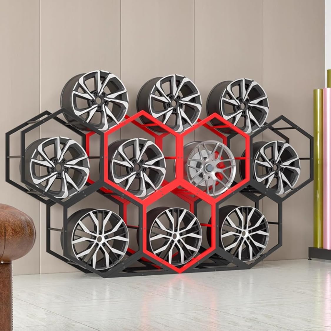 CHUOZI Tire Rack for Garage - Steel Wheel Rim Holder for Display & Storage, Organizer for Spare Tires