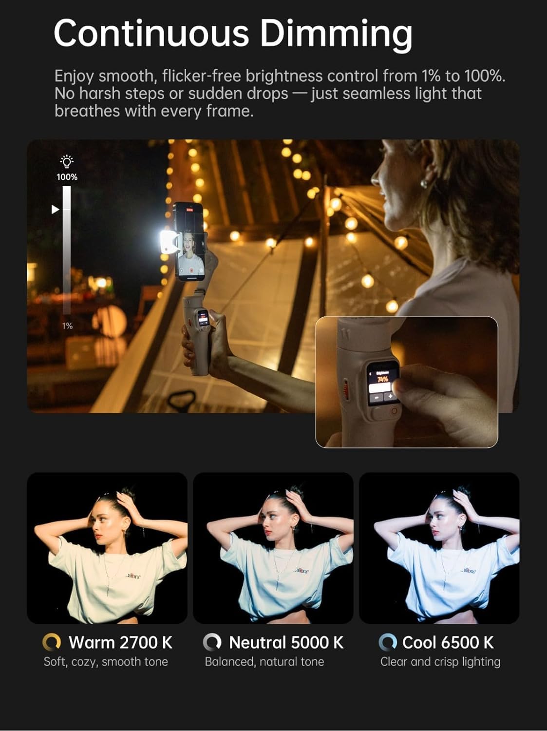 hohem iSteady V3 Ultra - Estabilizador de cardán para iPhone, cardán de teléfono con seguimiento de IA, barra extensible y trípode integrados, luz de relleno, control remoto desmontable, estabilizador