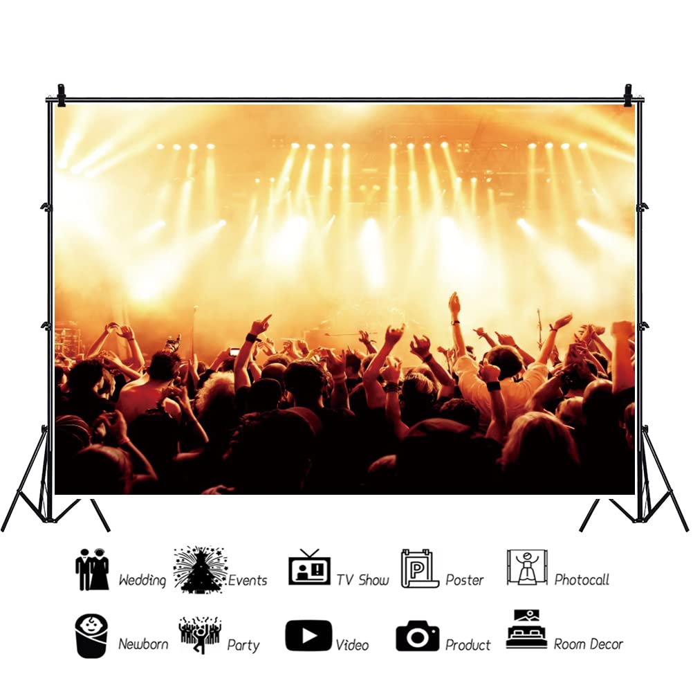 12x10ft Fase Spotlight Sfondo Concerto Live Plateform Sfondo Rock Star Musica Spettacolo Pubblico Banner Party Decorazioni Forniture Foto Ritratto Vinile Studio Video Prop