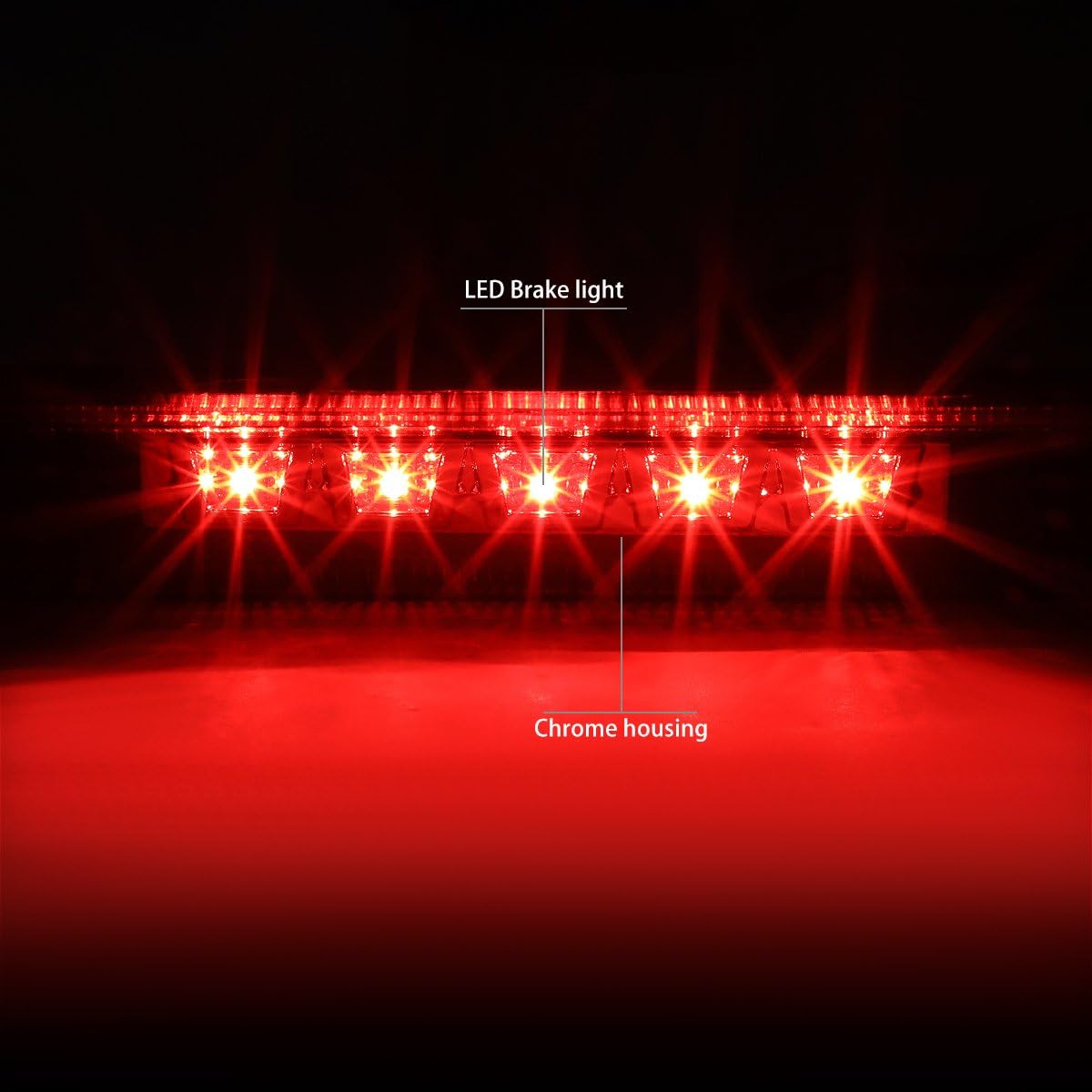 DNA MOTORING 3BL-FEXP11-LED-CH Chrome Housing LED High Mount 3rd Third Brake Light [Compatible with 11-15 Ford Explorer]