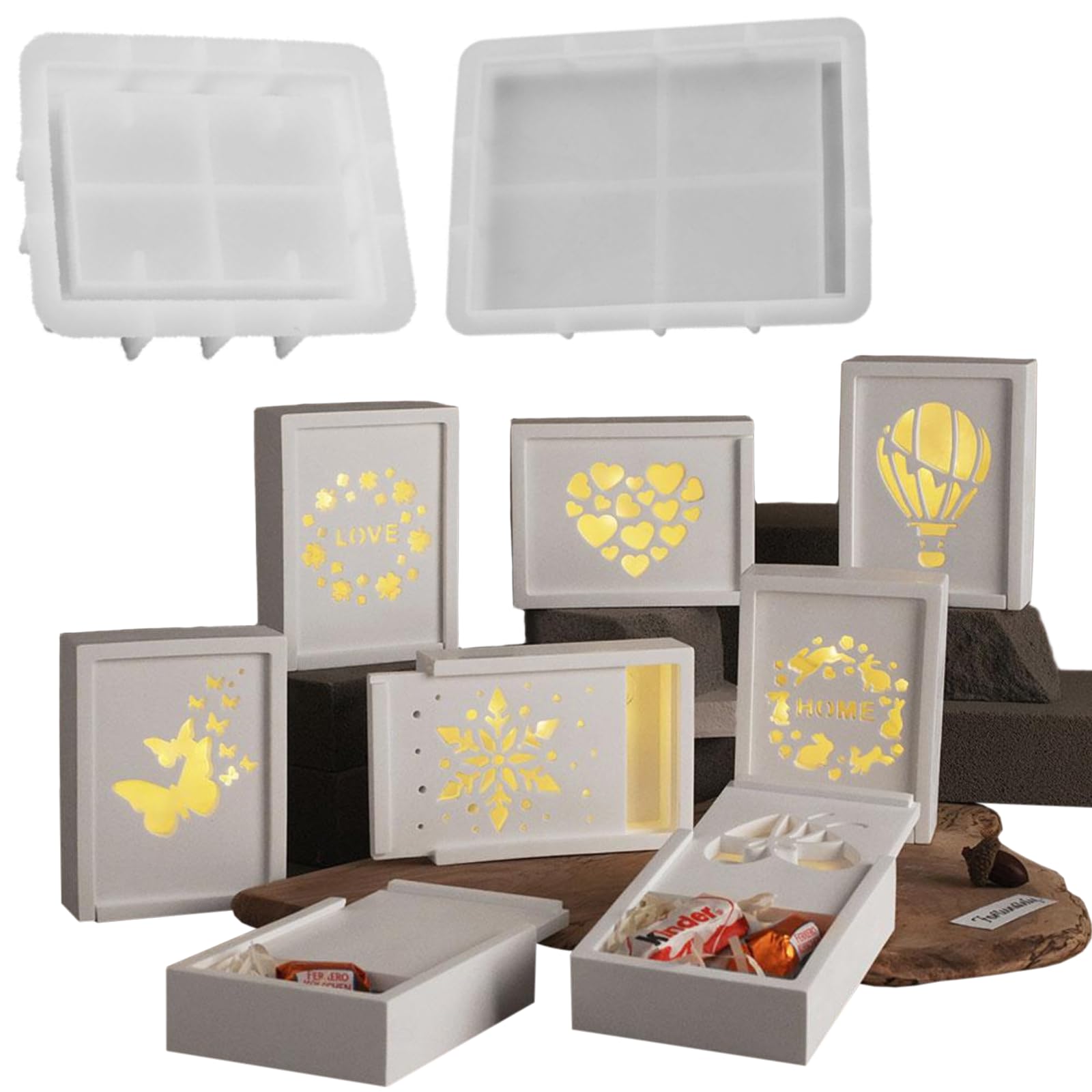 BIGEBO Stampi In Silicone A Forma Di Pigna Per Resina Epossidica – Barattolo Con Coperchio 12x9x7,6 Cm