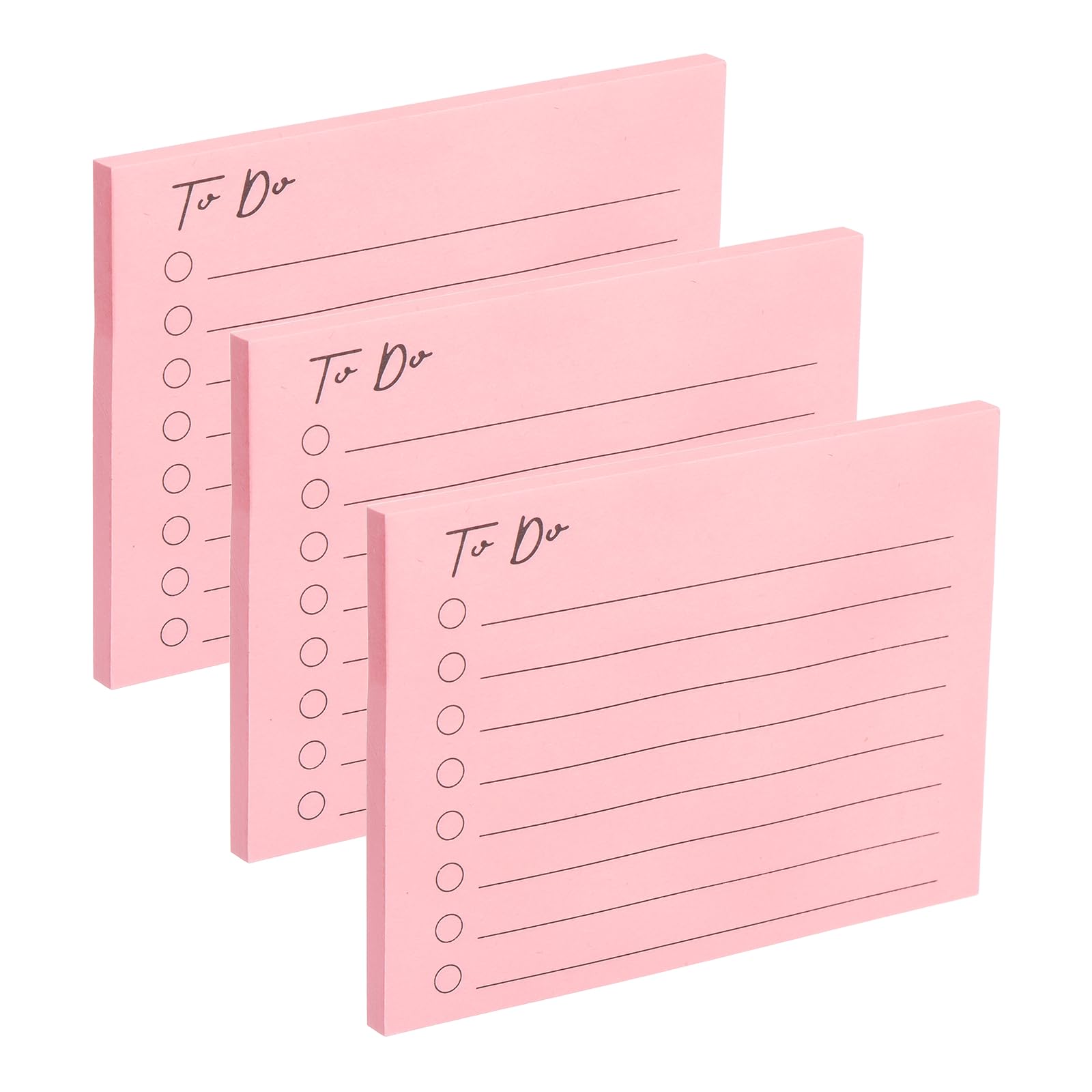 PATIKIL 4x3 to Do Lined Sticky Notes, 3 Pad Daily to Do List Notepads Sticky Notes, Checklist Message Self-Stick Pads for Home Office Reminders Lists Planning, Light Pink, 50 Sheets/Pad