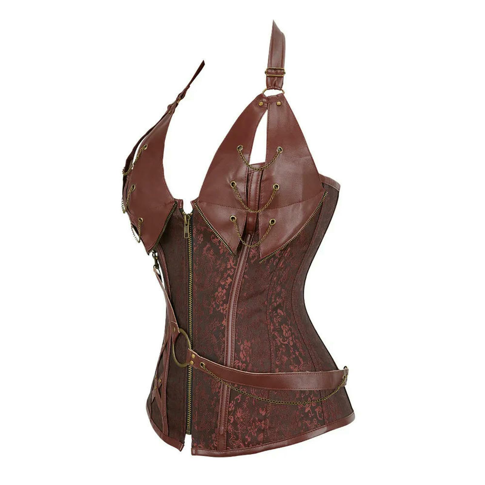 Ceinture Amincissante Femme Déguisement Gothique Surbuste Corselet Steampunk Corset Gilet Chevalier Grande Taille-noir-5xl