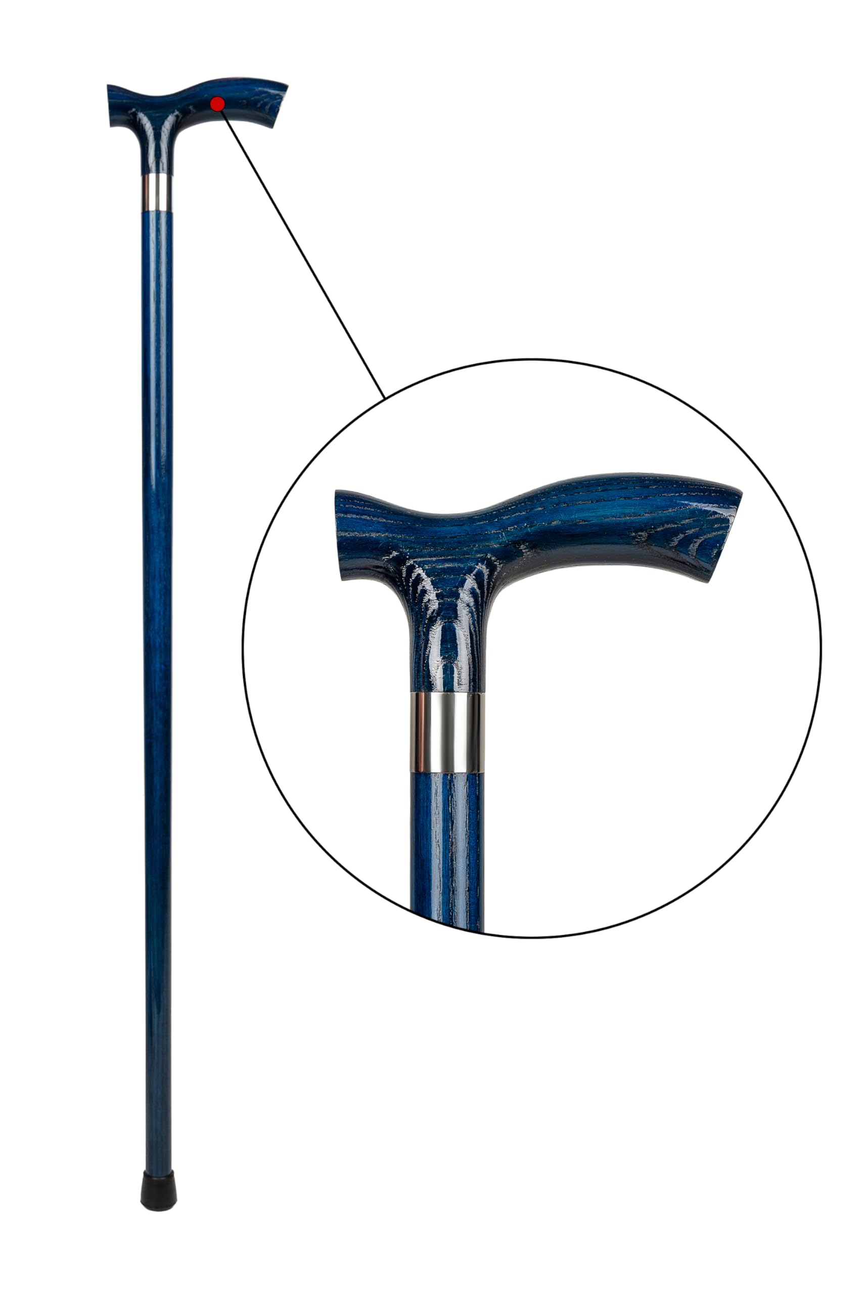 Dr. Watson Classic Fritz Walking Stick – Handcrafted Ash Wood Cane with Polished Stainless Steel Collar