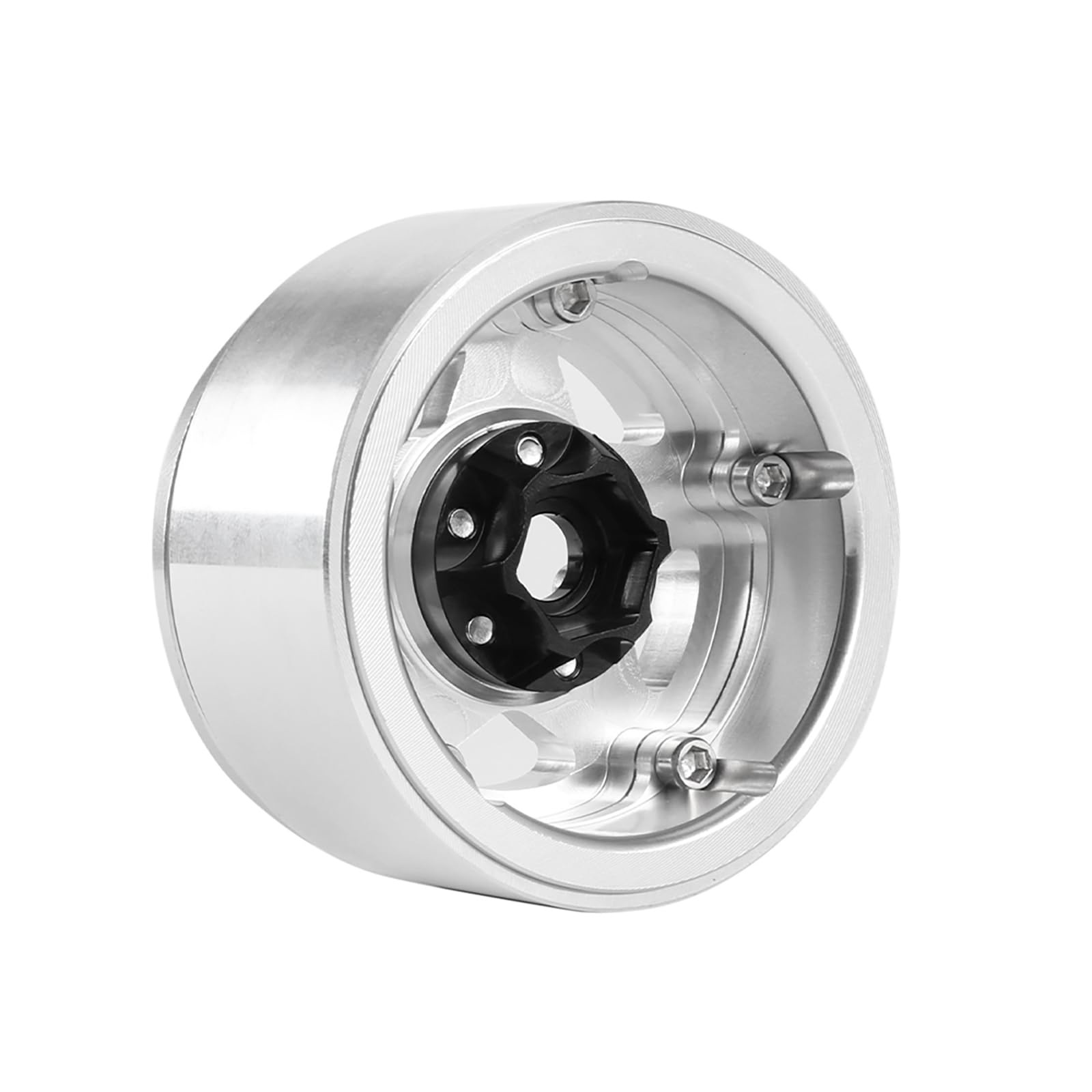 KINGCOO 4PCS 1,9 Zoll Beadlock Felgen 5Spoke Aluminium Metall Rad Felgennabe für 1/10 RC Rock Crawler Auto für Axial SCX10 TRX4 D90 MST VS4-10 Redcat Gen8 Enduro Upgrade Teile Zubehör (Silber)