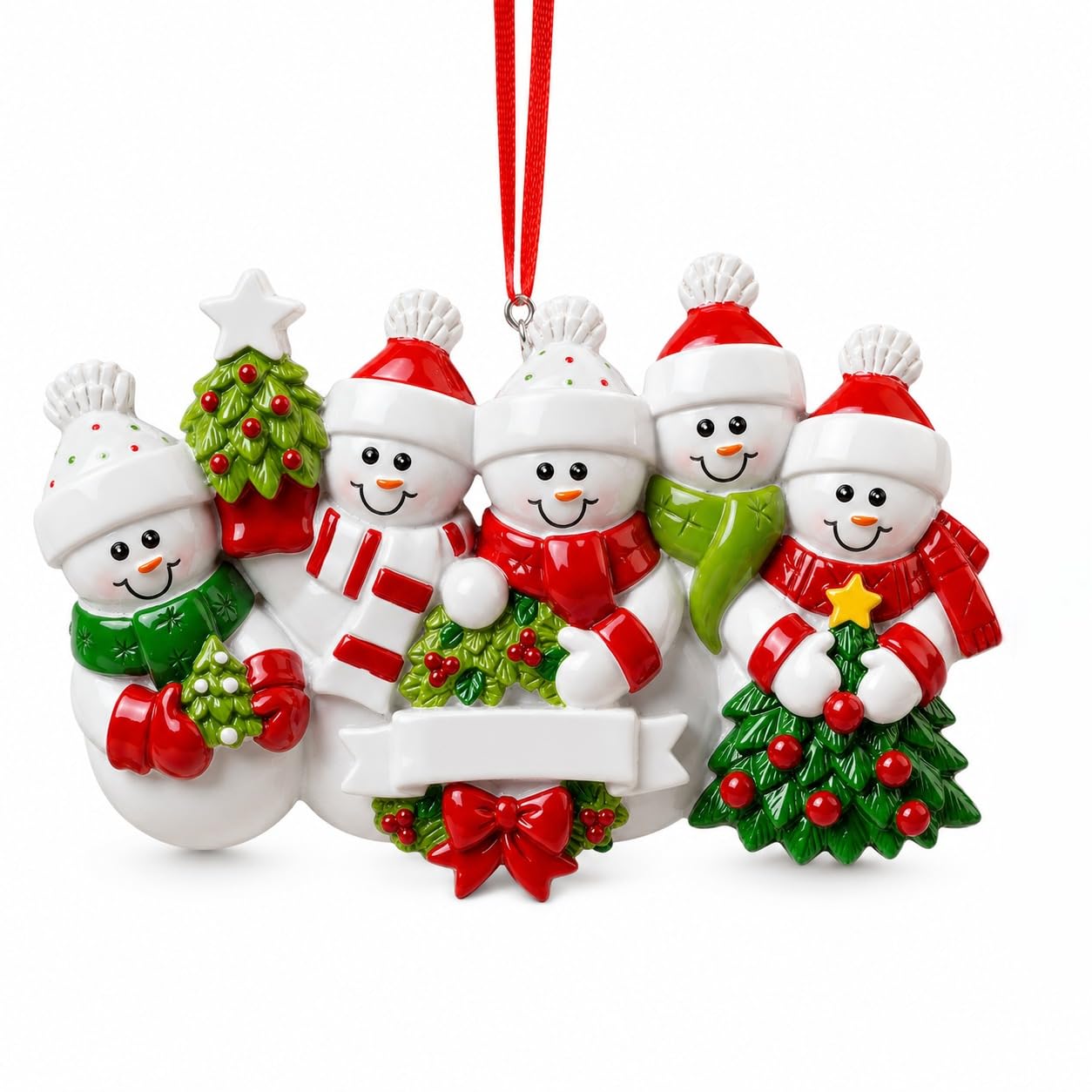 iDIY Family Christmas Ornament 2026, Snowman Ornament with Pen, Write Your Own Names and Year, Resin Christmas Tree Decoration, Family Keepsake Gift, 5-Person Design