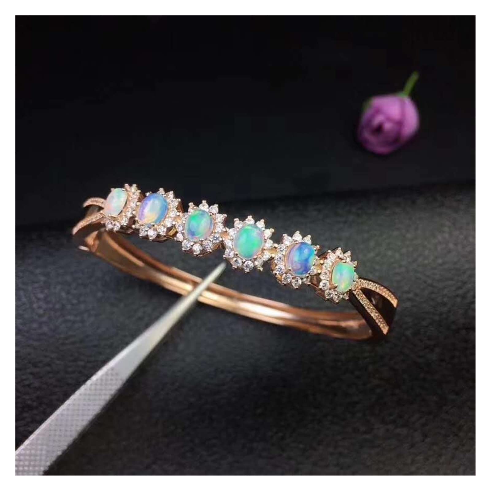 Bague opale naturelle véritable de haute qualité en argent s925