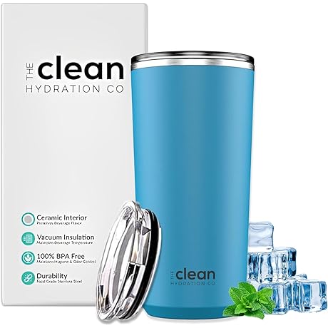 The Clean Hydration Co Ceramic Coated Stainless Steel Travel Mug